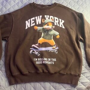 Zara Brown Graphic Sweatshirt